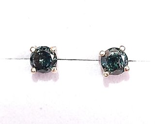 Pendientes Diamante Azul Oro 14k