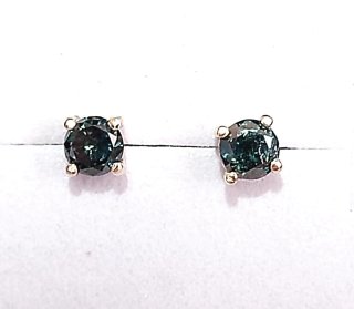Pendientes Diamante Azul Oro 14k