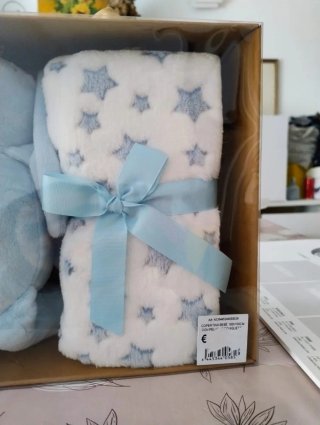 Set coperta e peluche neonato azzurro