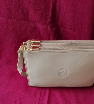 NUEVO Bolso piel auténtica CreS beige elegante