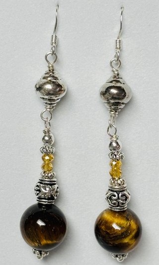 Pendientes indios con ojo de tigre y plata ley 925