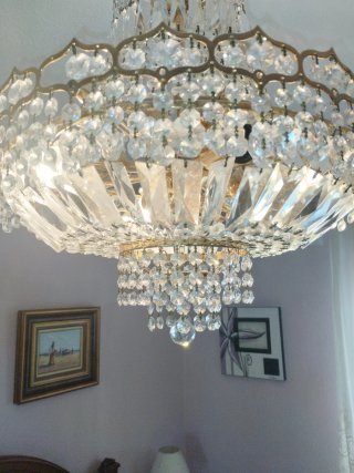 Lámpara de techo de cristal dorada