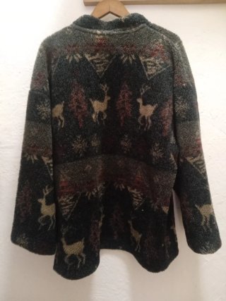 Chaqueta de lana con cremallera y estampado de cie
