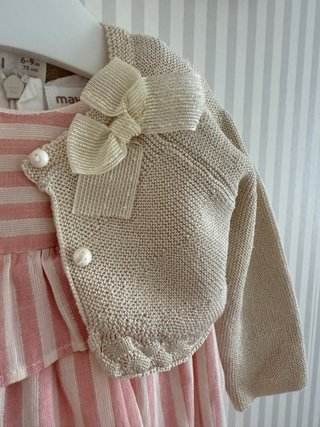 Vestido y chaqueta Mayoral rosa y dorado 6-9 meses
