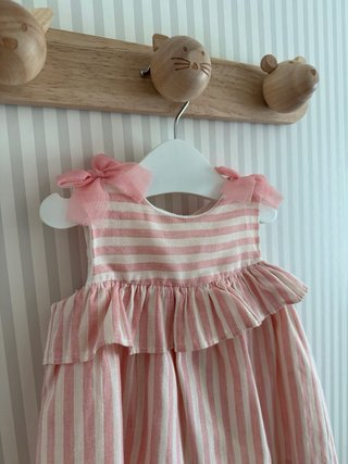 Vestido y chaqueta Mayoral rosa y dorado 6-9 meses