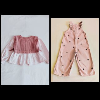 Conjunto Blusa y Peto Flores Rosa