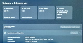 Portátil Dell Workstation i7 32GB RAM 2.5TB