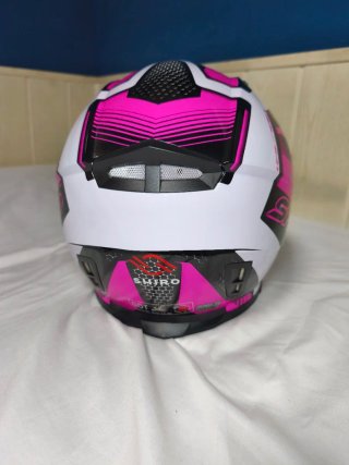 Casco rosa y negro; Marca Shiro Talla M (56-57cm)