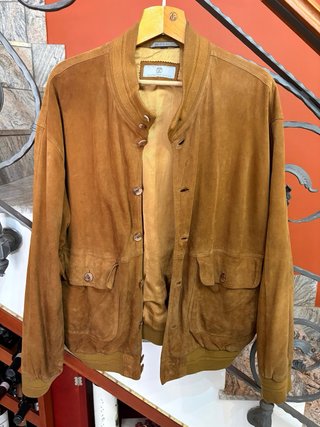 Giacca bomber in vera pelle scamosciata vintage