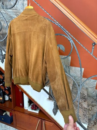 Giacca bomber in vera pelle scamosciata vintage