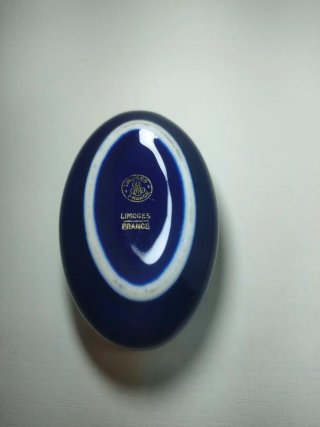 Cajita Porcelana Limoges Azul Cobalto y Oro