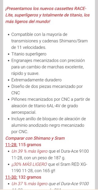 Cassette Titanio Omniracer Shimano 11v.