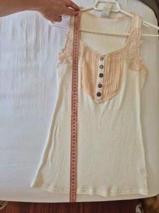 Camiseta Free People encaje y botones vintage S