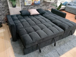 Sofá Cama Chaise Longue Negro con arcon