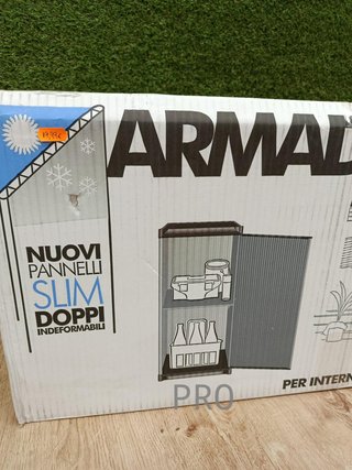 Adventa - Armadio a 1 Porta in Resina, Scaffale Regolabile (Interno/Esterno), Grigio/Nero, 34 x 39,5 x 85 cm