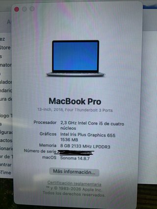 MacBook Pro 13 2,6 i5 8GB RAM 250GB SSD. REPUESTO