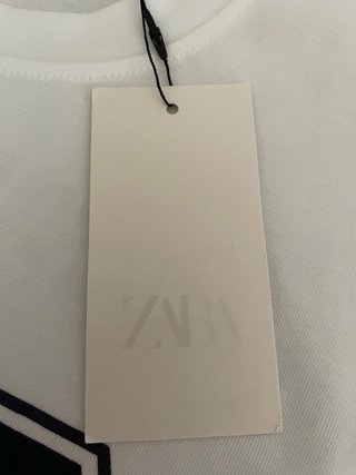 Camiseta Zara Blanca con Números Azul Marino Talla