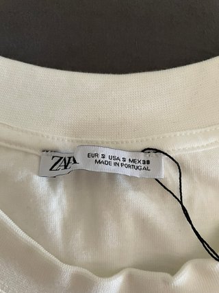 Camiseta Zara Blanca con Números Azul Marino Talla