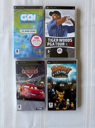 Lote 4 Juegos PSP: Cars, Ratchet, Tiger Woods, Sud