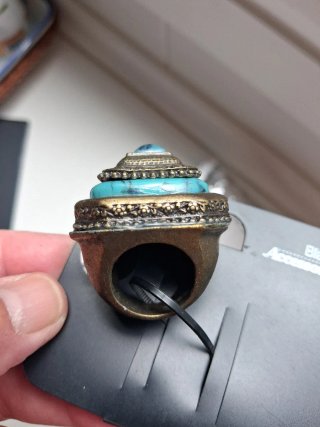 Anillo Blanco Turquesa Dorado