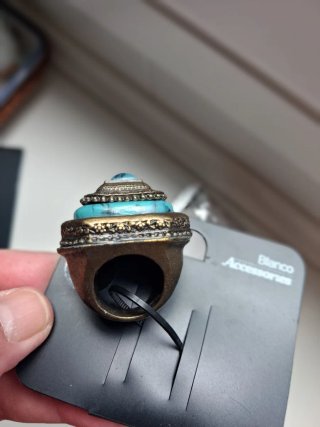 Anillo Blanco Turquesa Dorado