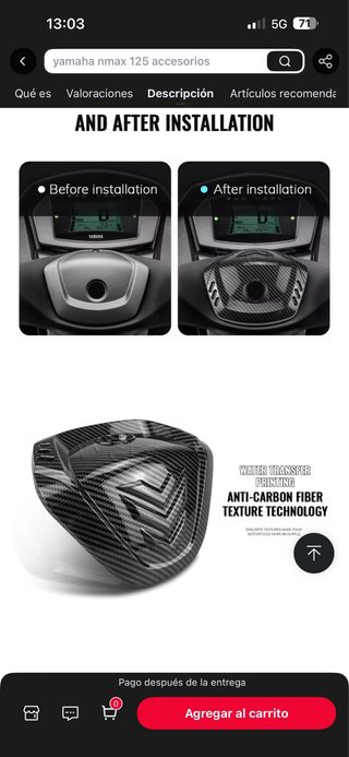 Accesorio Yamaha NMAX Carbono