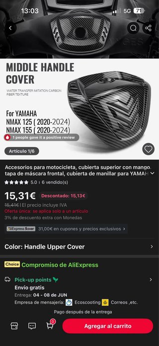 Accesorio Yamaha NMAX Carbono