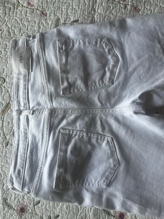Pantalón Zara Blanco de tiro bajo