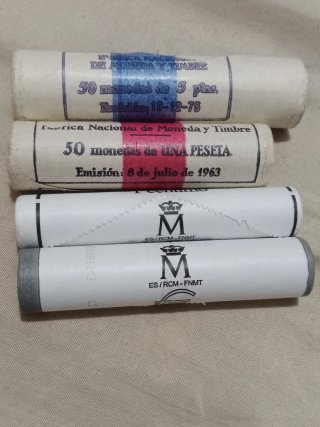 Billete 100 pesetas s/c y 4 cartuchos monedas s/c