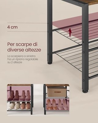 Appendiabiti Ingresso con Panca Scarpiera e 5 Ripi