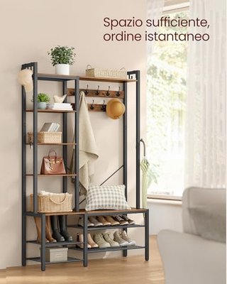 Appendiabiti Ingresso con Panca Scarpiera e 5 Ripi