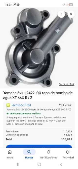 Carcasa Bomba Agua Yamaha XT 660 X/R