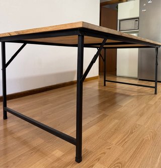 Mesa comedor madera y hierro 200x100