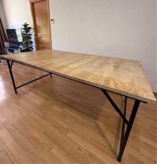 Mesa comedor madera y hierro 200x100