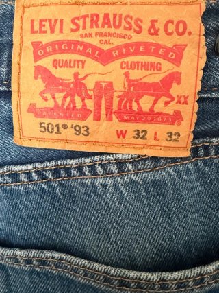 Levi's 501 '93 W32 L32 Jeans Uomo Gamba Dr