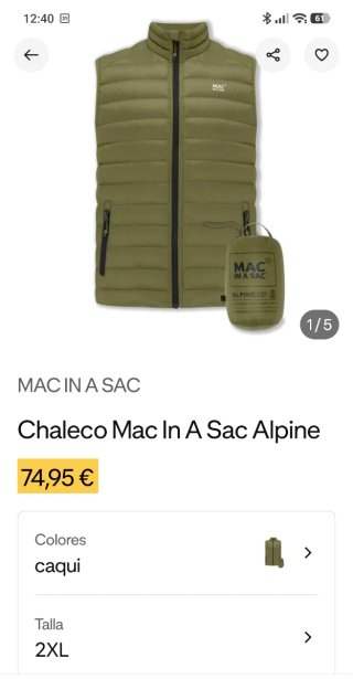 Chaleco acolchado relleno de plumón plegable