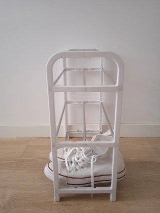 Zapatero 3 niveles blanco y plateado