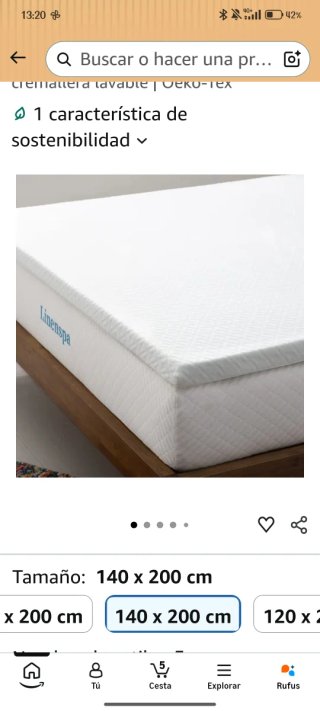 Topper Colchón Linenspa 140x200