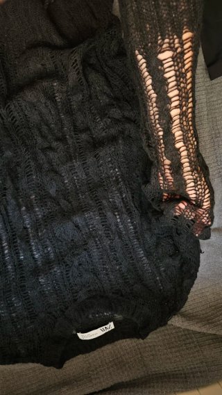 Jersey Zara punto calado negro