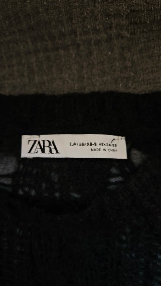 Jersey Zara punto calado negro