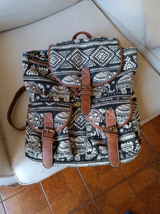 Mochila Mirano tela estampada elefantes