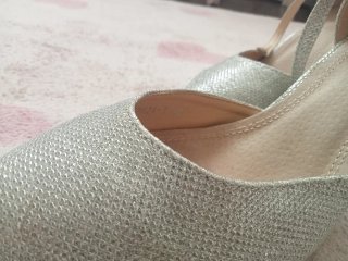 Zapatos de tacón plateados talla 38