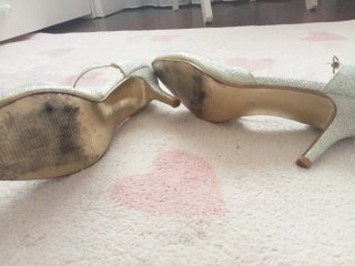 Zapatos de tacón plateados talla 38