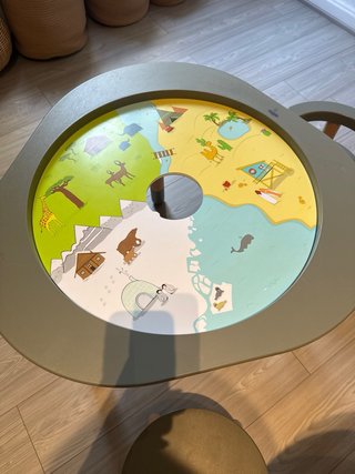 Mesa Stokke Mutable infantil con dos sillas y acc