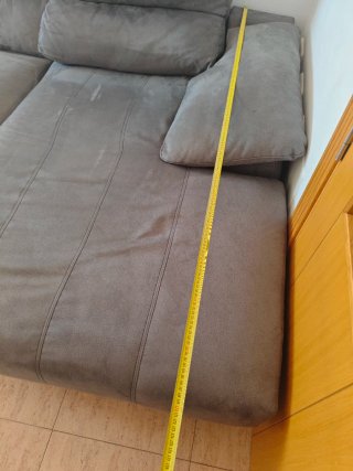 Sofá chaise longue gris tela