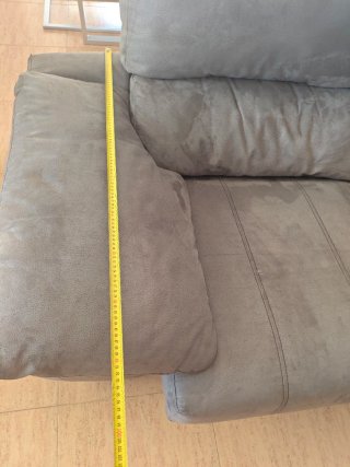 Sofá chaise longue gris tela