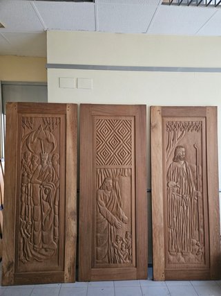 3 Paneles Madera Tallados Mano África