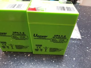Pack de 2 Baterías U-Power AGM 6V 4.5Ah Recargable