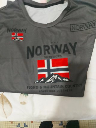 Camiseta  Manga Larga Gris y Roja