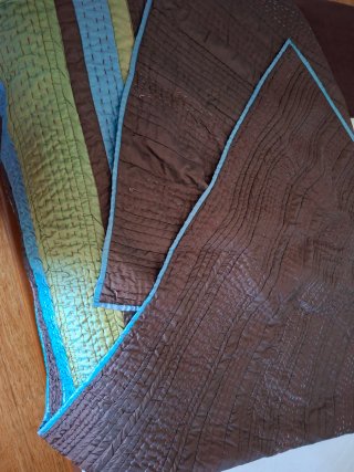 Colcha 105-120cm Rayas Azul y Marrón